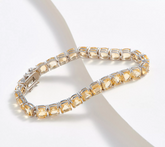 Affinity Gems Sterling Silver Semi Precious Cushion CitrineTennis Bracelet, 7-1/4"